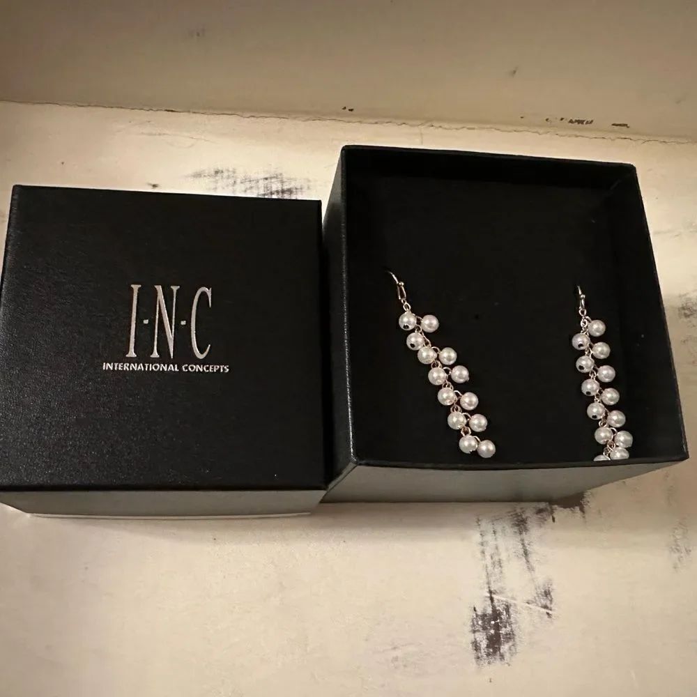 INC Pearl dangle earrings gold